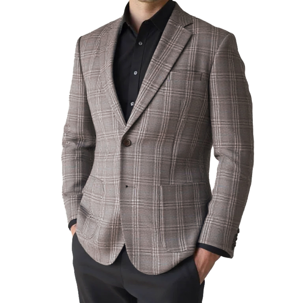 Mens Fashion Blazer - 2026 Fashion Men Jacket Brown Grey