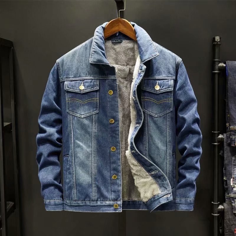 Sherpa Jacket Fleece - Men Fleece Lined Denim Jacket Winter