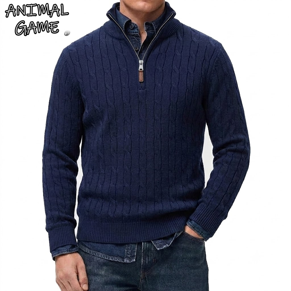 Men'S Fashion Zip Sweater - Men's Casual Stand Collar Cardigan Half