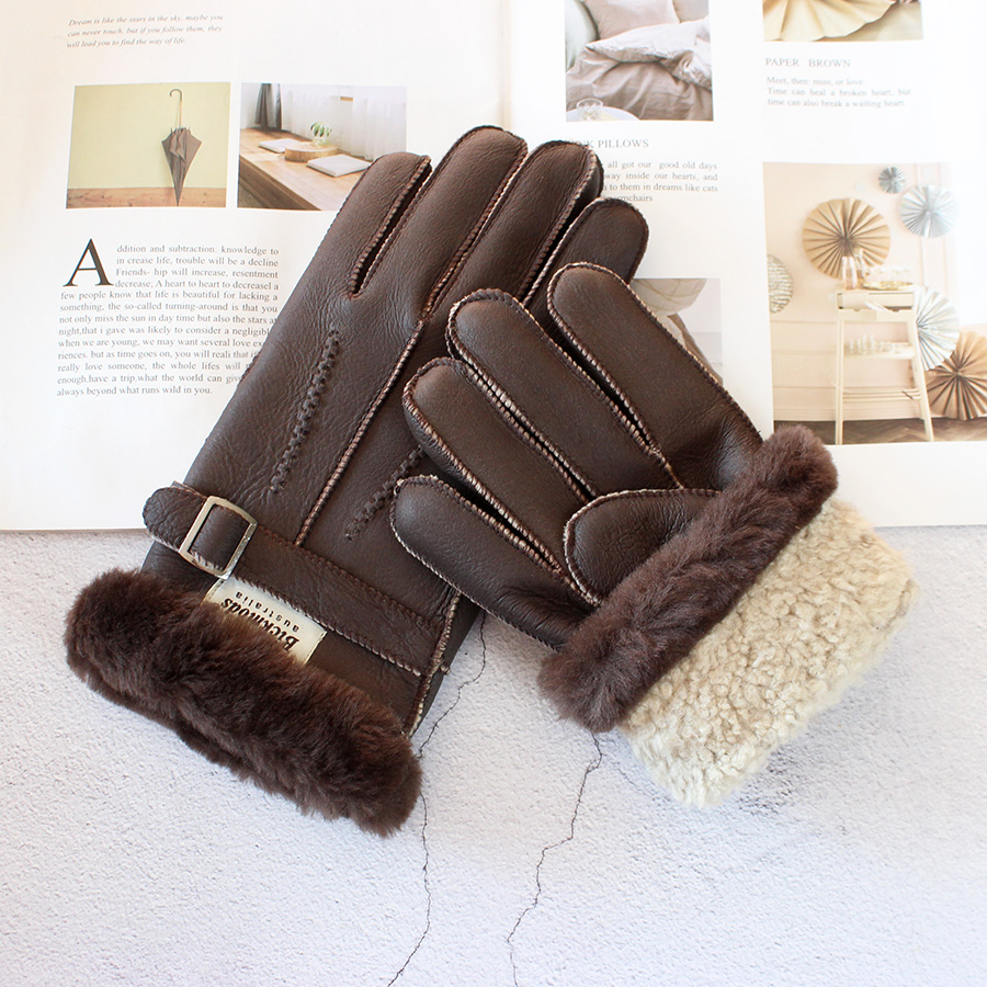 Sheepskin Fur Gloves Men's Thi - Driving Gloves Leather review and price