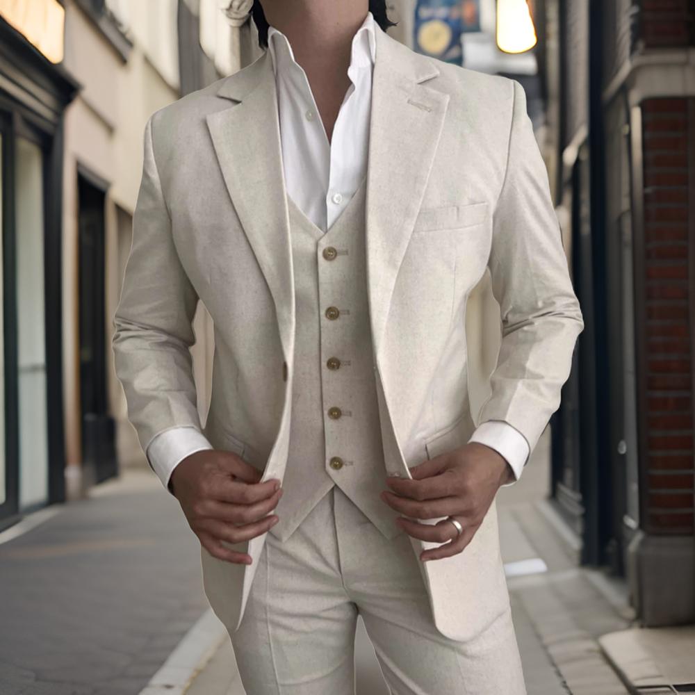 3 Pieces Linen Men Suits for B - Mens Fashion Blazer review and price