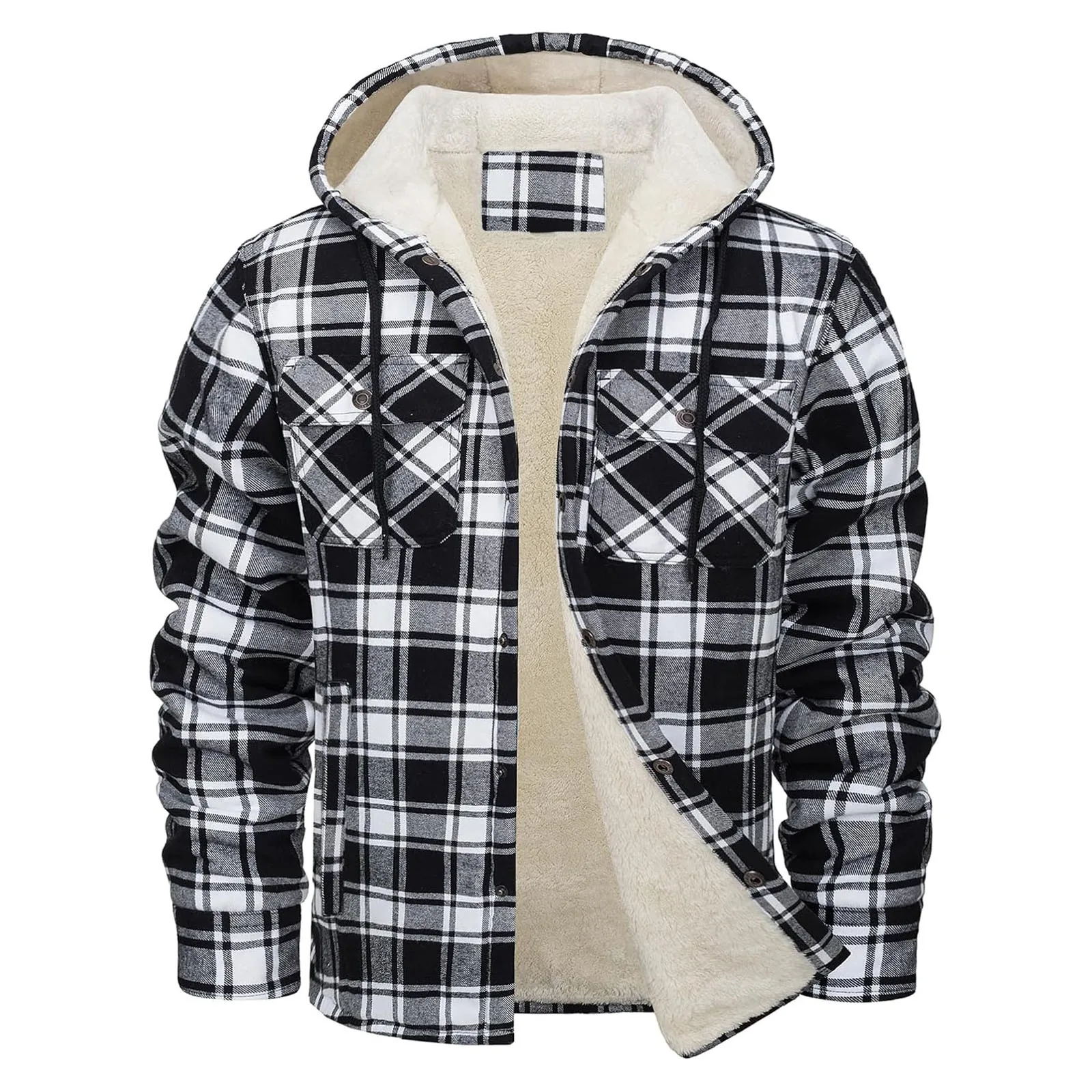 Thick Warm Flannel Hooded Jack - Sherpa Jacket Fleece review and price