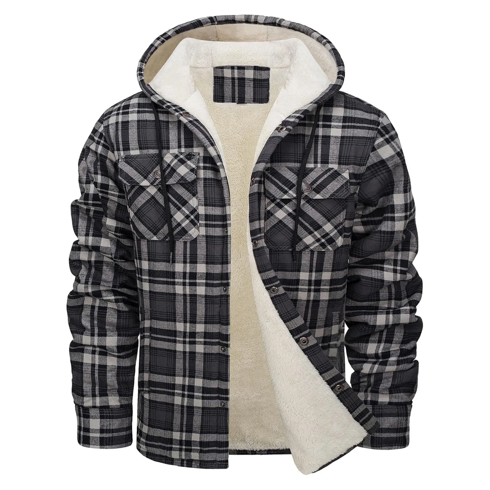 Thick Warm Flannel Hooded Jack - Sherpa Jacket Fleece review and price