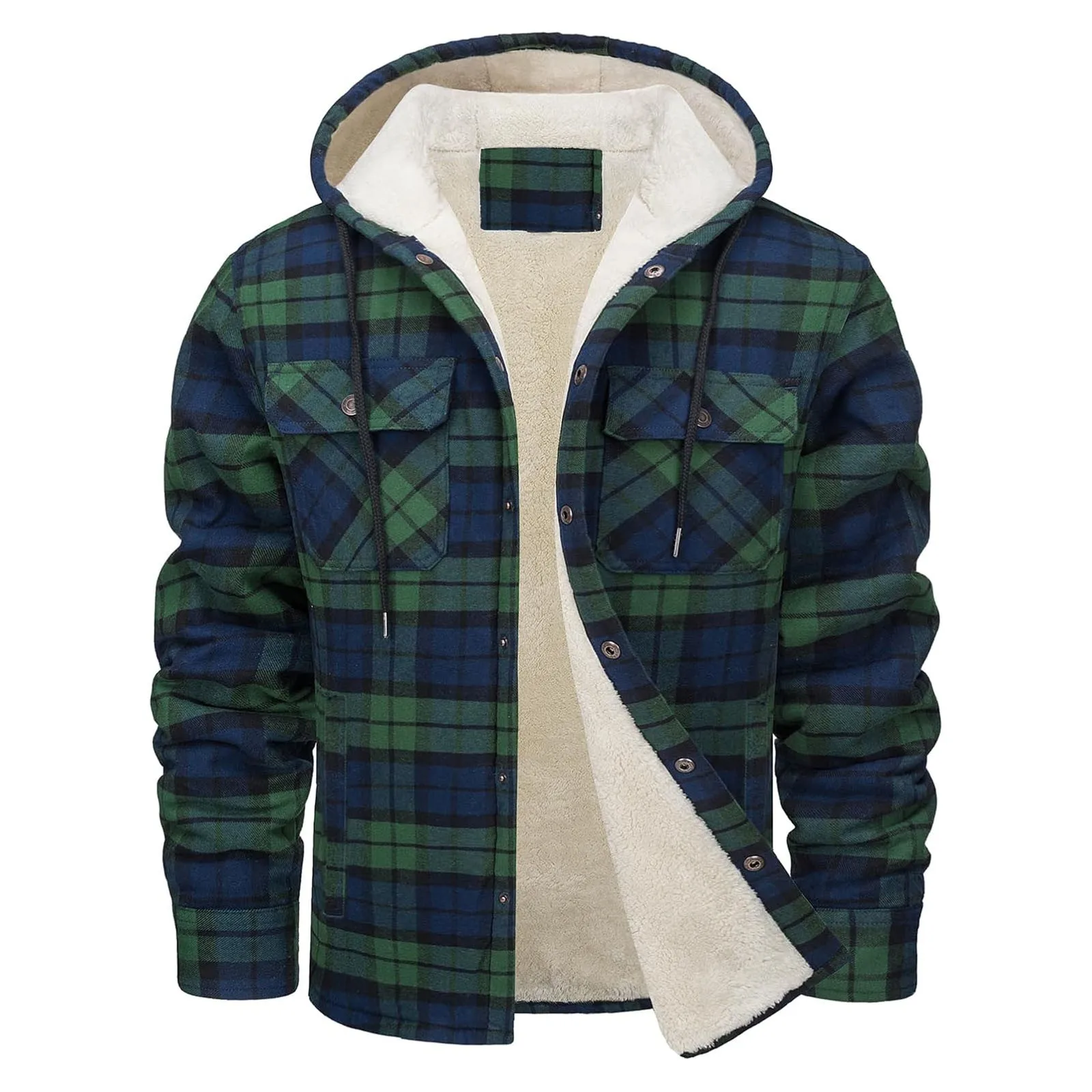 Thick Warm Flannel Hooded Jack - Sherpa Jacket Fleece review and price