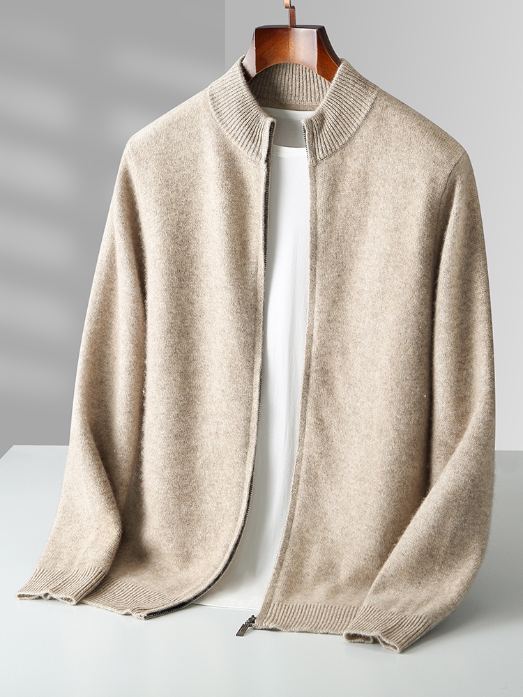 100% Merino Wool Men's Knitwea - Men'S Fashion Zip Sweater review and price