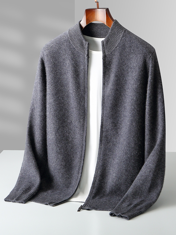 100% Merino Wool Men's Knitwea - Men'S Fashion Zip Sweater review and price