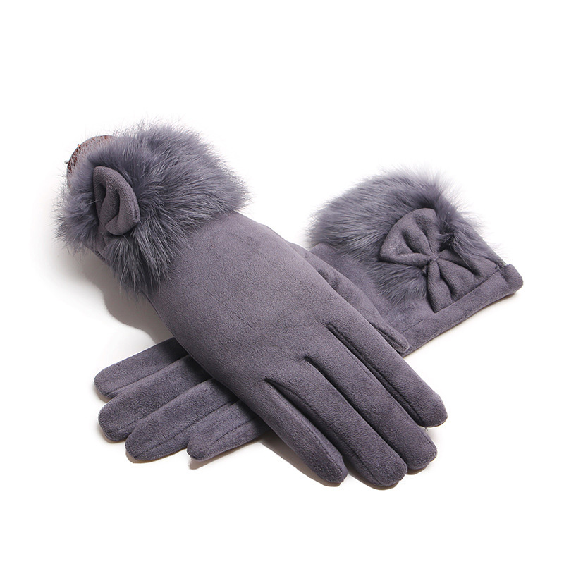 Winter Female Suede Leather Bo - Driving Gloves Leather review and price