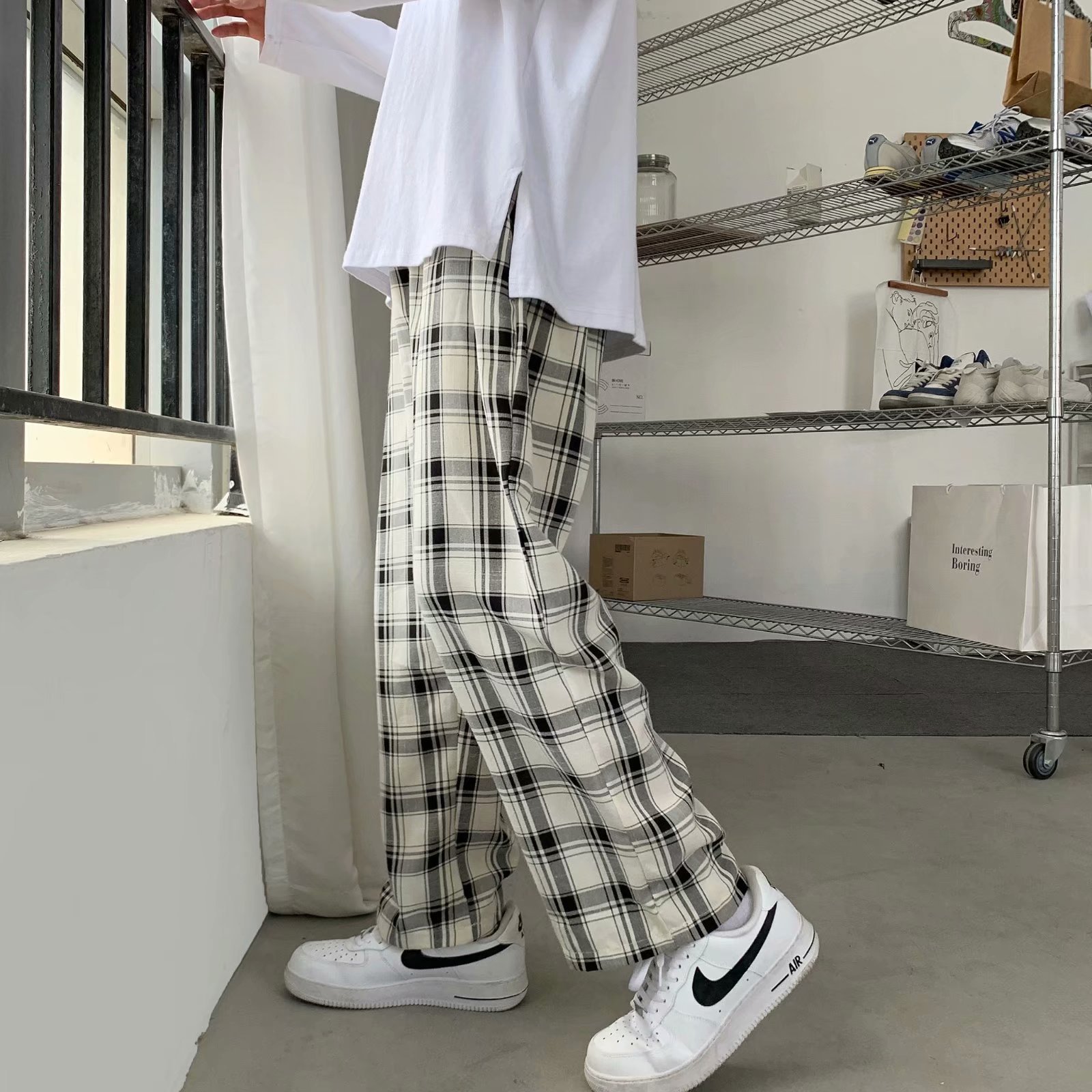 Men Plaid Pants Korean Style L - Men'S Fashion Trousers review and price